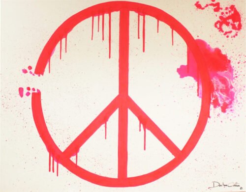 Peace and Love - Toile 116x89cm - Peinture invisible offrant une vue de jour et une de nuit
