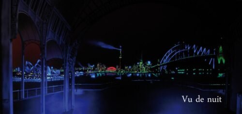 AUSTRALIE - Fresque intérieur 6×2.5m.Peinture fluo offrant une vue de jour et une de nuit. Structure Métallique Gustave EIFFEL : Fresque intérieur 6×2.5m. Peinture fluo offrant une vue de jour et une de nuit. Structure Métallique Gustave EIFFEL.