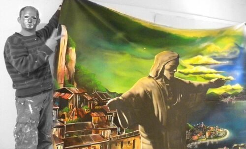 BRESIL - Décoration intérieur d’un restaurant Brésilien. Peinture mur et plafond offrant une belle perspective. Peinture UV offrant une vue différente de jour ou de nuit.