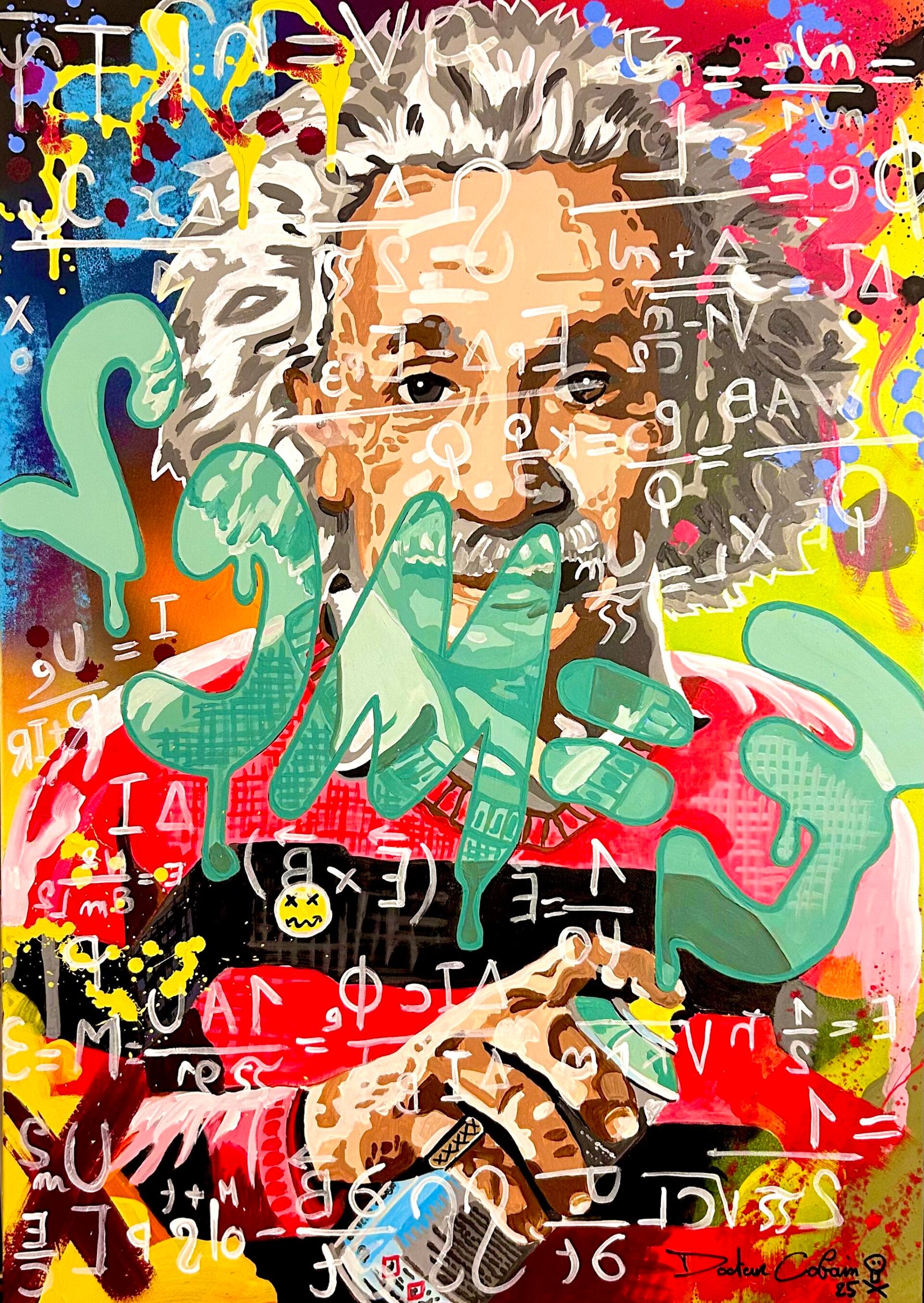 EINSTEIN - Acrylique sur toile 92x65cm.