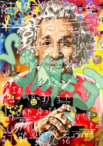 EINSTEIN - Acrylique sur toile 92x65cm.