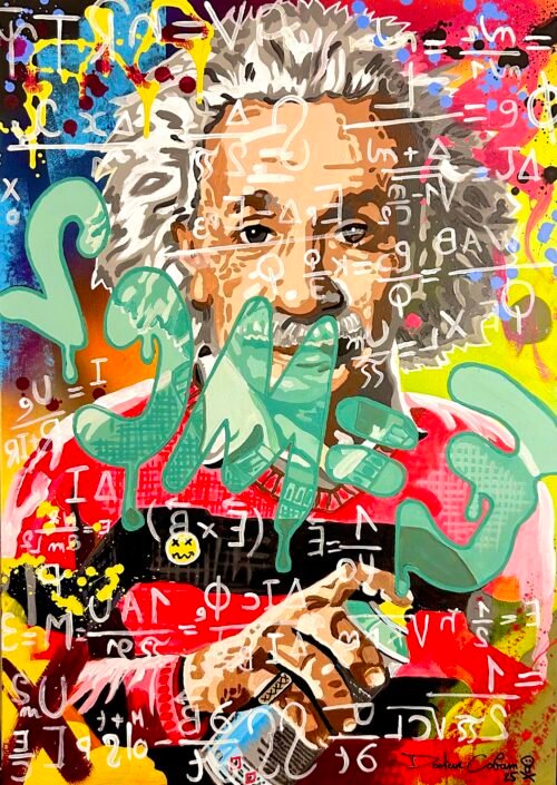 EINSTEIN - Acrylique sur toile 92x65cm.