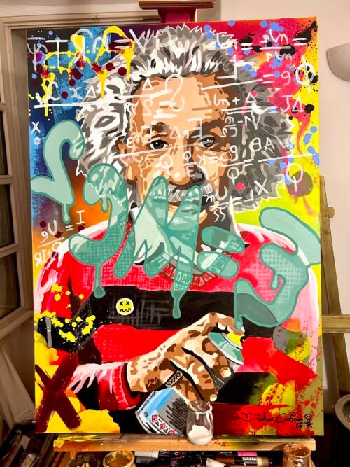 EINSTEIN - Acrylique sur toile 92x65cm.