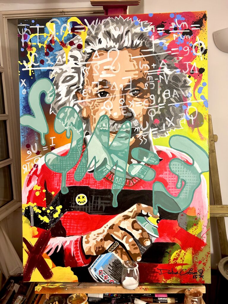 EINSTEIN - Acrylique sur toile 92x65cm.