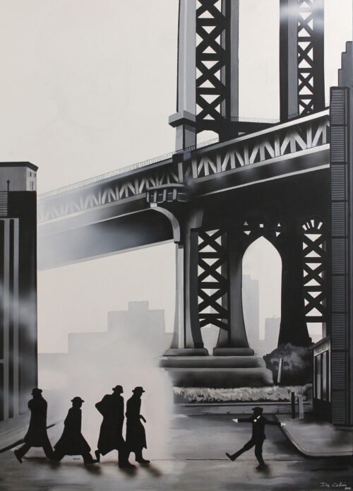 IL ETAIT UNE FOIS - Toile 81x116cm - Peinture sur toile, acrylique fluo et peinture invisible offrant une vue de jour et une vue de nuit.