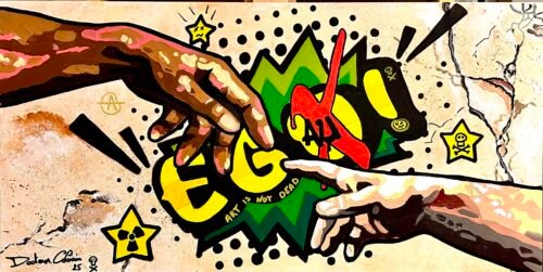 L’EGO - Petite toile 80x40cm. - “L’EGO divise, l’égalité rassemble.”