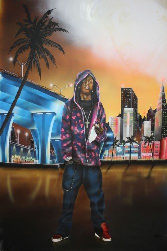 LIL WAYNE/TUPAC - Peinture sur toile 2.50×1.50m pour un bar de Marseille Peinture fluo et invisible.