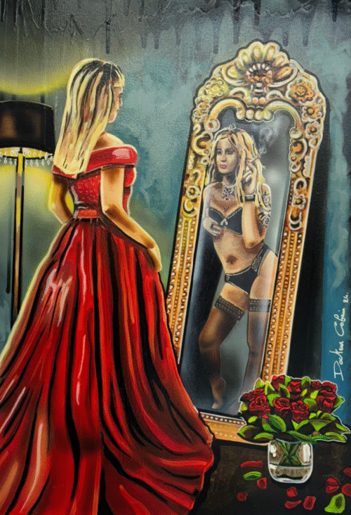 LUXURE CACHEE, 2024 – Huile sur toile – 100x73 cm