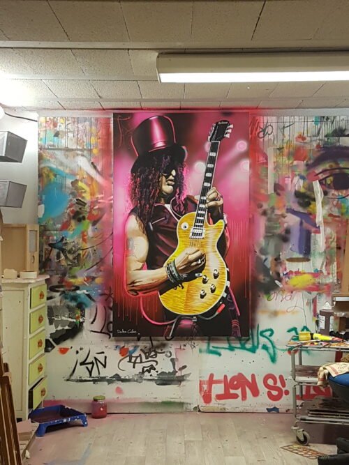 SLASH - Toile 146x89cm- Peinture fluo offrant une vue de jour et une de nuit.