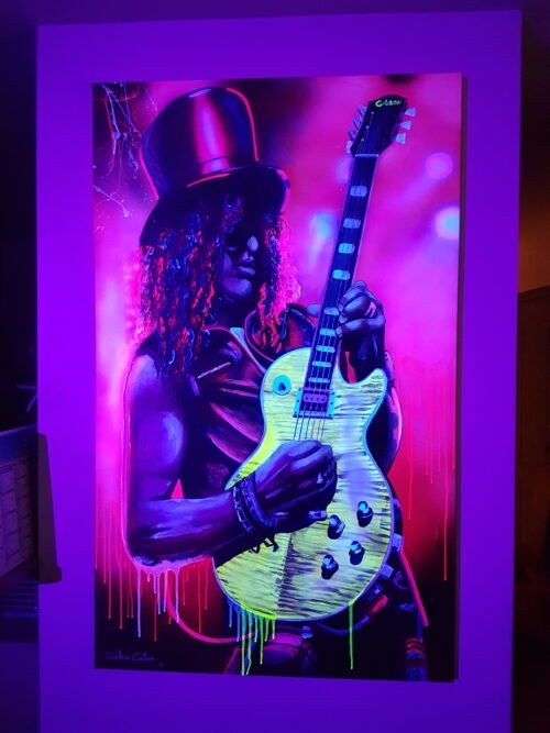 SLASH - Toile 146x89cm- Peinture fluo offrant une vue de jour et une de nuit.